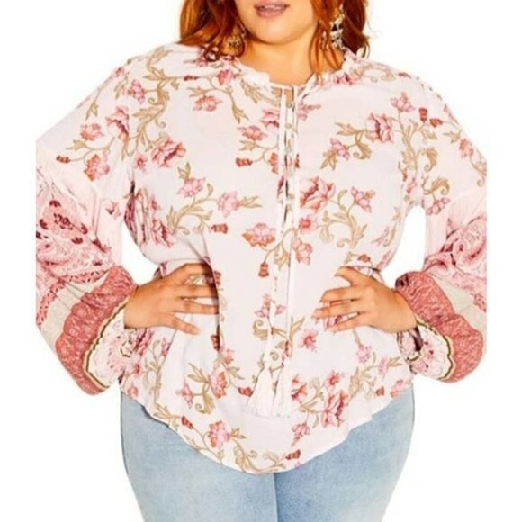City Chic Tops - City Chic Floating Print Top- NWT